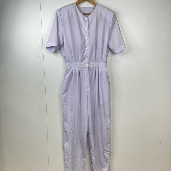 Vintage Peggy Mrazik Medium Lilac Puple Jumpsuit Full Length Button Up - Picture 1 of 6